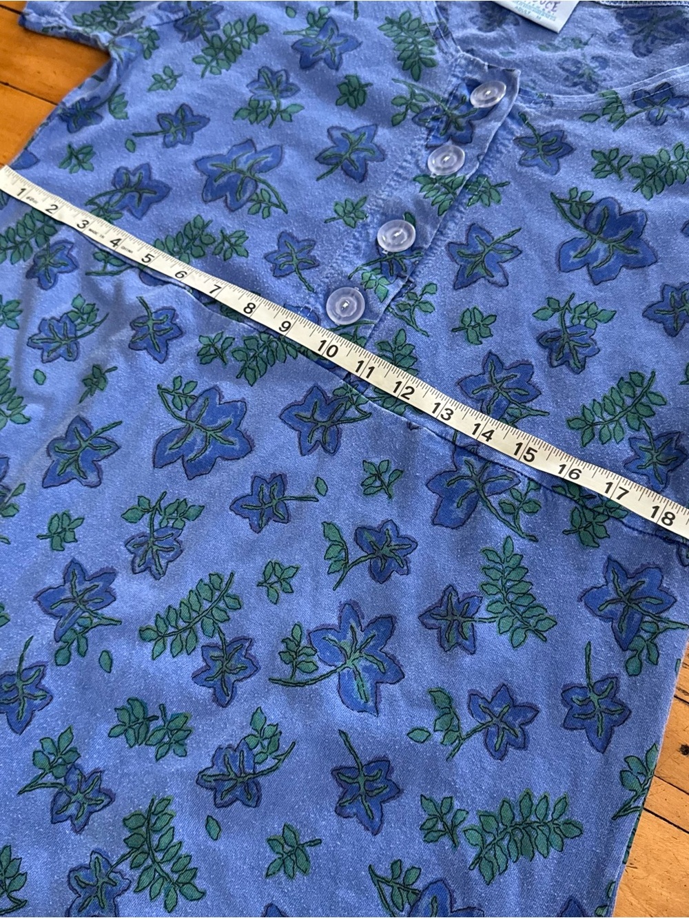 Fresh Produce Vintage Floral T-Shirt Dress Blue purple Short Sleeve Pockets sz m - Picture 7 of 9